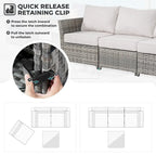 13-Piece PE Wicker Sectional Set with Swivel Rocking Chair and Glass Table