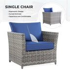 13-Piece PE Wicker Sectional Set with Swivel Rocking Chair and Glass Table
