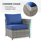 13-Piece PE Wicker Sectional Set with Swivel Rocking Chair and Glass Table