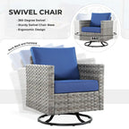 13-Piece PE Wicker Sectional Set with Swivel Rocking Chair and Glass Table