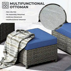 13-Piece PE Wicker Sectional Set with Swivel Rocking Chair and Glass Table