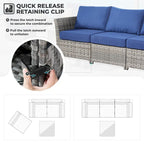 13-Piece PE Wicker Sectional Set with Swivel Rocking Chair and Glass Table