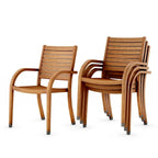 Stackable Eucalyptus Wood Patio Armchair Set FSC Certified Weather Resistant