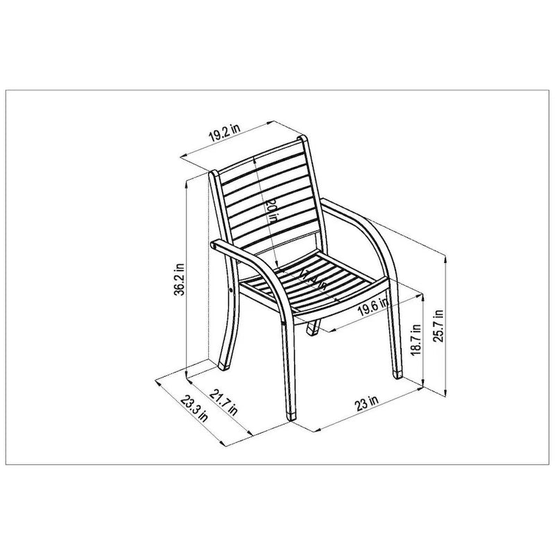 Stackable Eucalyptus Wood Patio Armchair Set FSC Certified Weather Resistant