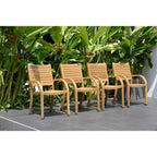 Stackable Eucalyptus Wood Patio Armchair Set FSC Certified Weather Resistant