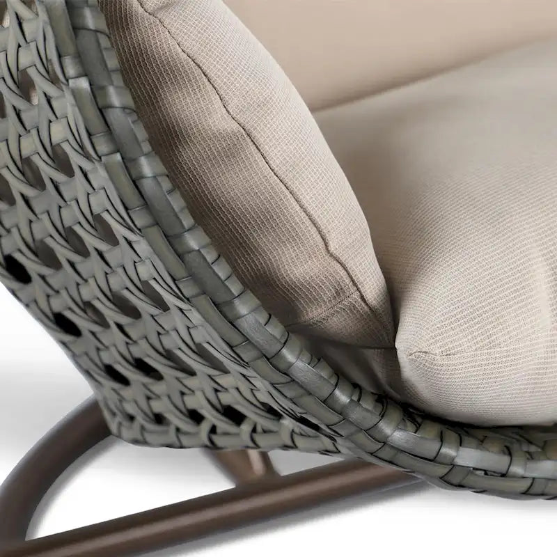 2-Person Hanging Swing Chair Charcoal Wicker with Stand and Cushion
