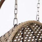 2-Person Hanging Swing Chair Charcoal Wicker with Stand and Cushion