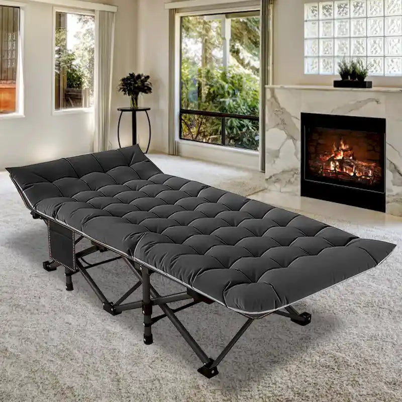 Folding Camping Cot 75 inches with 3.3-inch Mattress Portable for 1-2 People