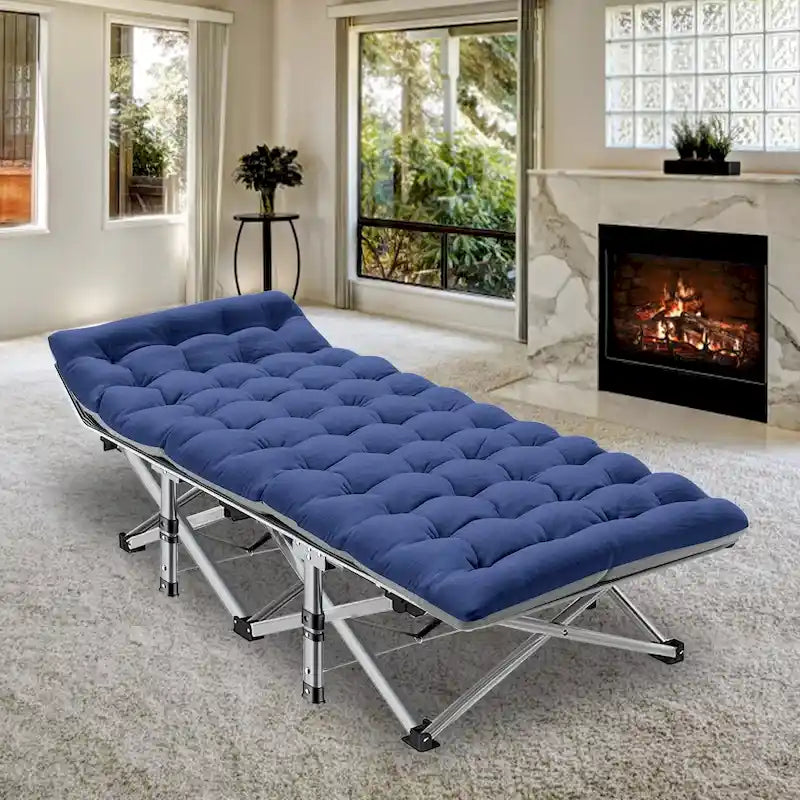 Folding Camping Cot 75 inches with 3.3-inch Mattress Portable for 1-2 People