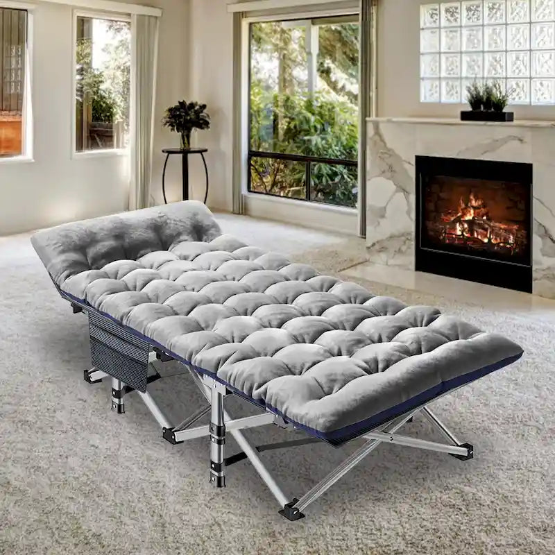 Folding Camping Cot 75 inches with 3.3-inch Mattress Portable for 1-2 People