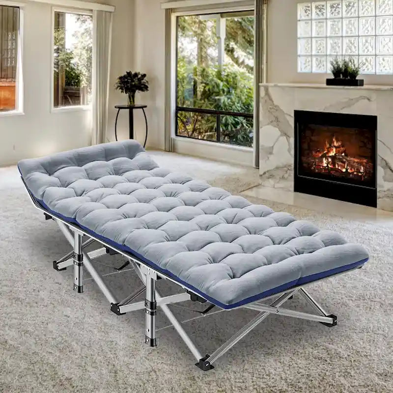 Folding Camping Cot 75 inches with 3.3-inch Mattress Portable for 1-2 People