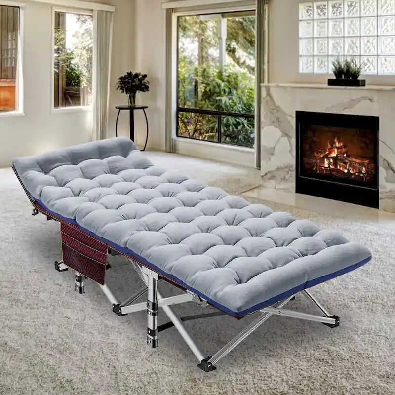 Folding Camping Cot 75 inches with 3.3-inch Mattress Portable for 1-2 People