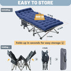 Folding Camping Cot 75 inches with 3.3-inch Mattress Portable for 1-2 People