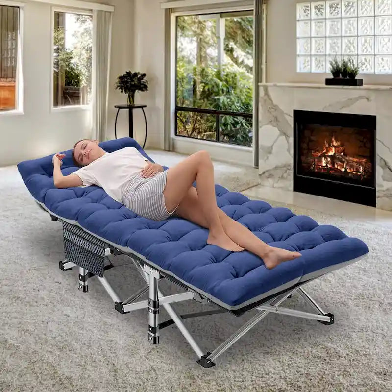 Folding Camping Cot 75 inches with 3.3-inch Mattress Portable for 1-2 People