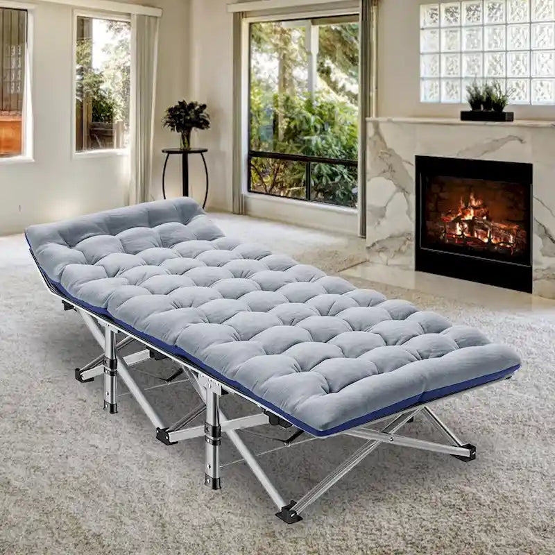 Folding Camping Cot 75 inches with 3.3-inch Mattress Portable for 1-2 People