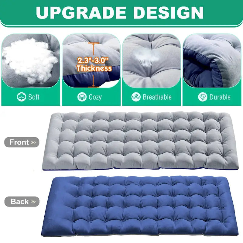 Folding Camping Cot 75 inches with 3.3-inch Mattress Portable for 1-2 People