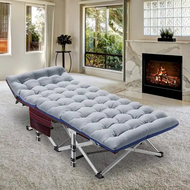 Folding Camping Cot 75 inches with 3.3-inch Mattress Portable for 1-2 People
