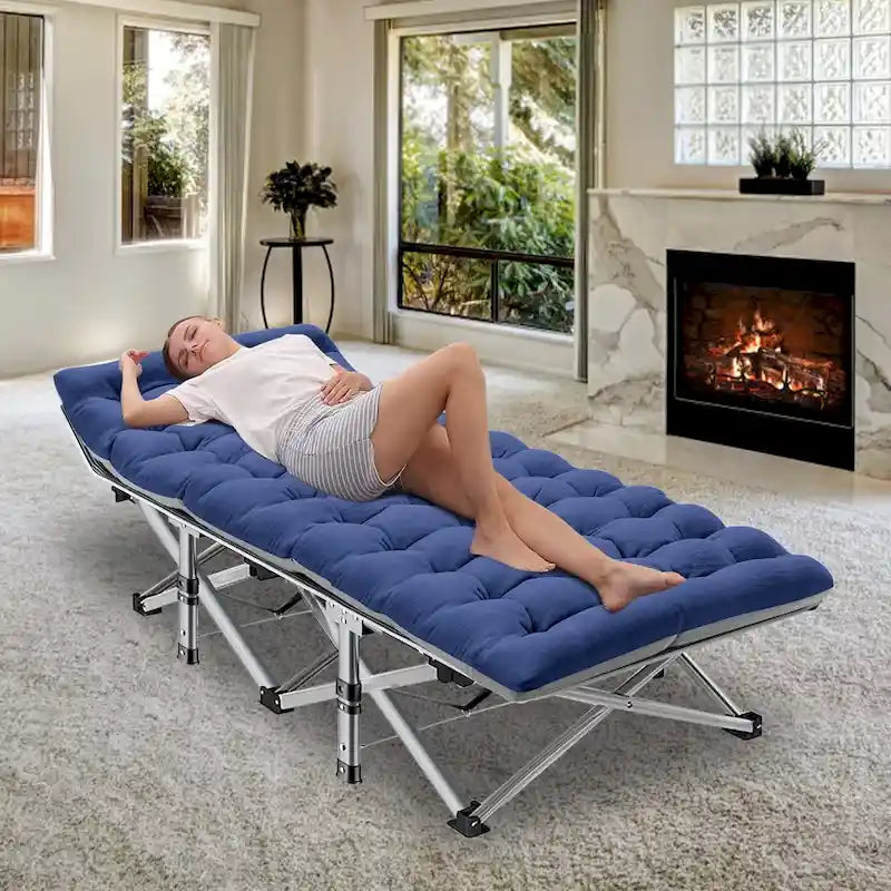 Folding Camping Cot 75 inches with 3.3-inch Mattress Portable for 1-2 People