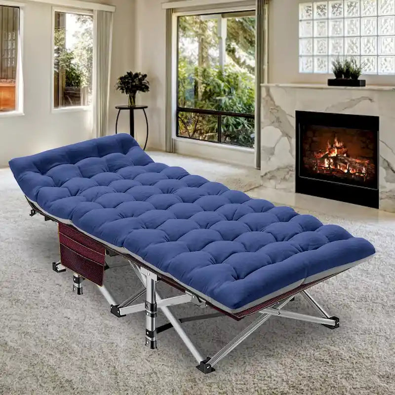 Folding Camping Cot 75 inches with 3.3-inch Mattress Portable for 1-2 People