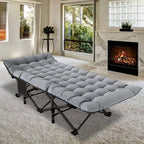 Folding Camping Cot 75 inches with 3.3-inch Mattress Portable for 1-2 People