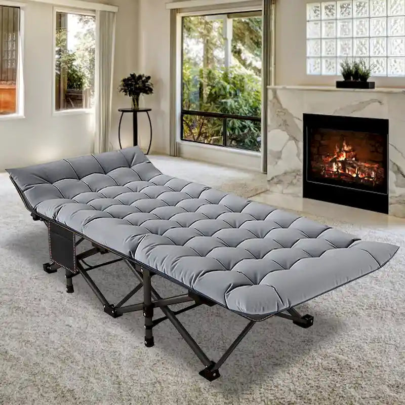 Folding Camping Cot 75 inches with 3.3-inch Mattress Portable for 1-2 People