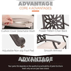 2-Piece Extra Wide Cast Aluminum Swivel Dining Chair Set with Beige Cushions