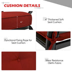 2-Piece Steel Loveseat Set Black Frame with Cushions 1 Bench 1 Table
