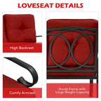 2-Piece Steel Loveseat Set Black Frame with Cushions 1 Bench 1 Table