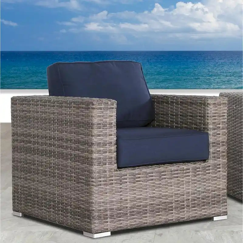 11-Piece Wicker Sectional Set with Sunbrella Cushions for 9 People L-Shaped Sofa 2 Chairs 2 Tables