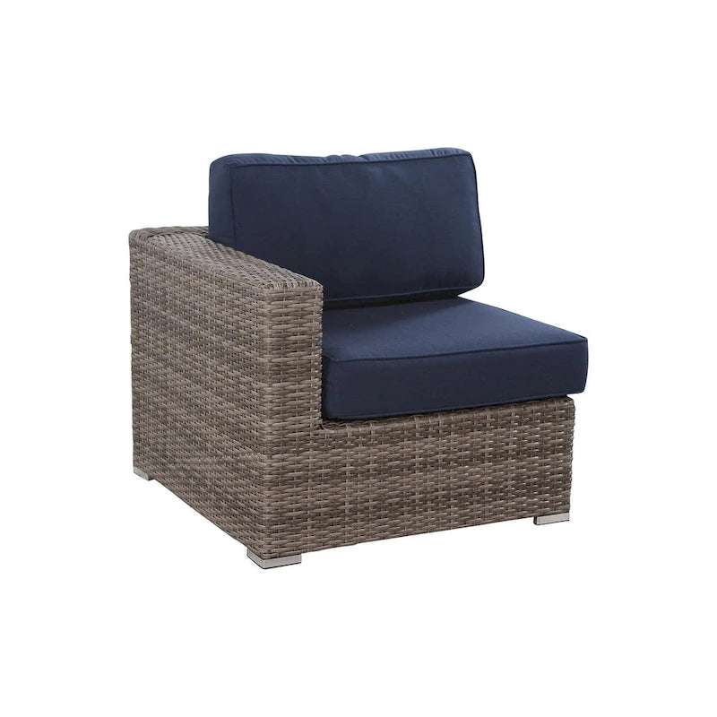 11-Piece Wicker Sectional Set with Sunbrella Cushions for 9 People L-Shaped Sofa 2 Chairs 2 Tables