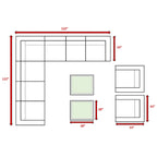11-Piece Wicker Sectional Set with Sunbrella Cushions for 9 People L-Shaped Sofa 2 Chairs 2 Tables
