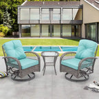 3-Piece Wicker Furniture Set 2 Chairs 1 Table with Cushions Modern Design