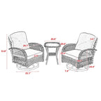 3-Piece Wicker Furniture Set 2 Chairs 1 Table with Cushions Modern Design