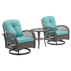 3-Piece Wicker Furniture Set 2 Chairs 1 Table with Cushions Modern Design