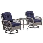 3-Piece Wicker Furniture Set 2 Chairs 1 Table with Cushions Modern Design
