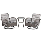 3-Piece Wicker Furniture Set 2 Chairs 1 Table with Cushions Modern Design