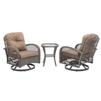 3-Piece Wicker Furniture Set 2 Chairs 1 Table with Cushions Modern Design