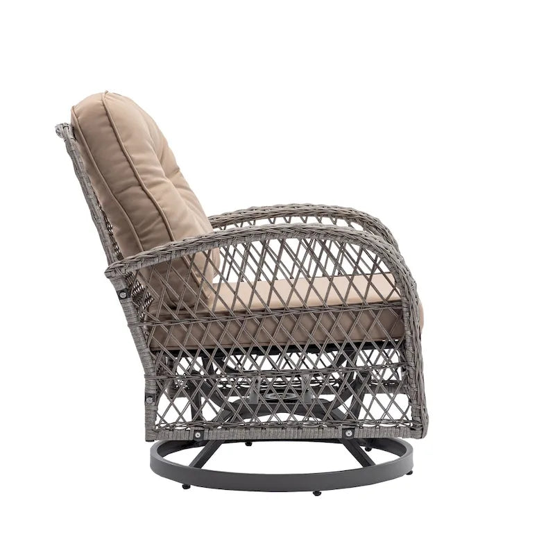 3-Piece Wicker Furniture Set 2 Chairs 1 Table with Cushions Modern Design