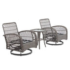 3-Piece Wicker Furniture Set 2 Chairs 1 Table with Cushions Modern Design