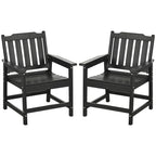 2-Piece HDPE Patio Chairs with Armrests Slatted Design Wood-Like