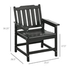 2-Piece HDPE Patio Chairs with Armrests Slatted Design Wood-Like