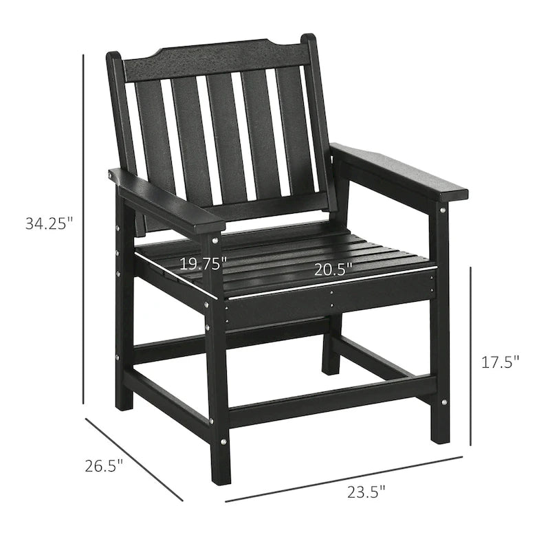 2-Piece HDPE Patio Chairs with Armrests Slatted Design Wood-Like