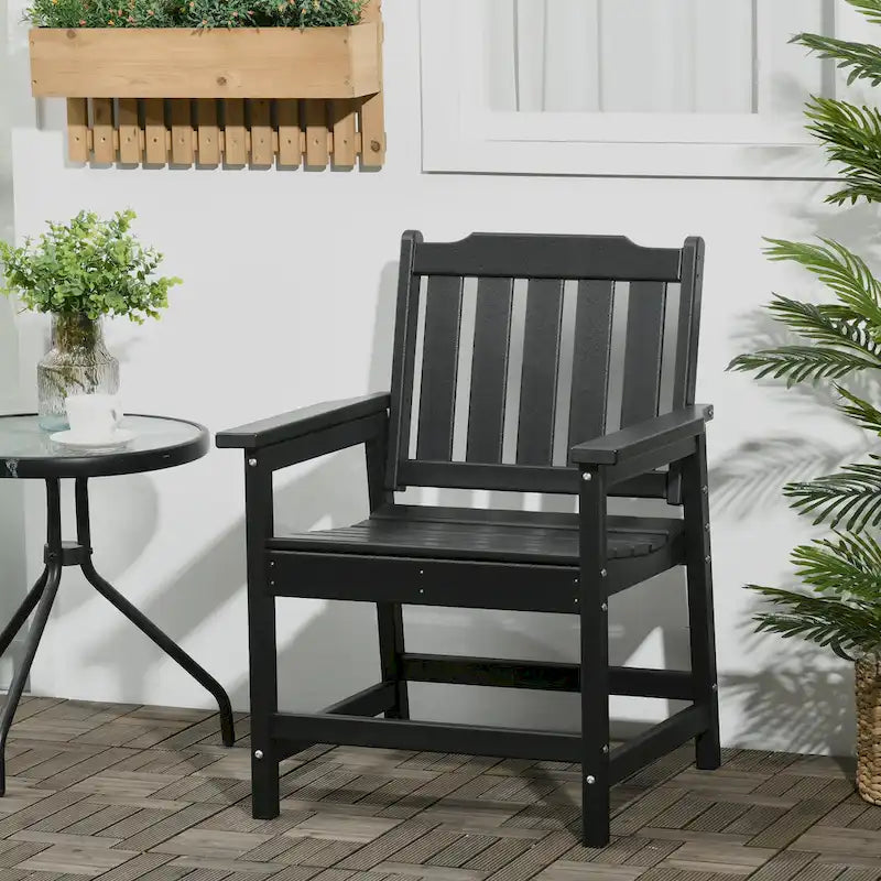2-Piece HDPE Patio Chairs with Armrests Slatted Design Wood-Like