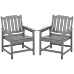 2-Piece HDPE Patio Chairs with Armrests Slatted Design Wood-Like
