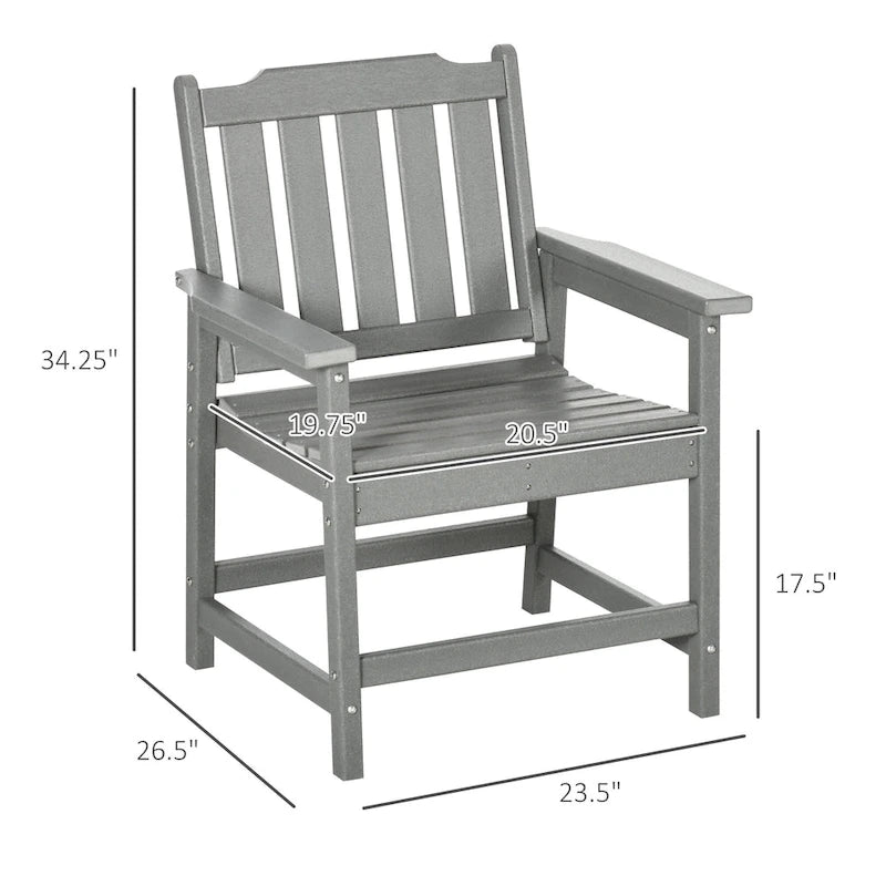 2-Piece HDPE Patio Chairs with Armrests Slatted Design Wood-Like