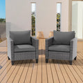 2-Piece PE Rattan Single Sofa Set Gray with Cushions for 2 People