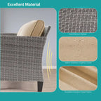 2-Piece PE Rattan Single Sofa Set Gray with Cushions for 2 People