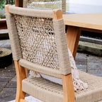 7-Piece Teak Wood Dining Set Natural for 6 People 6 Chairs 1 Table