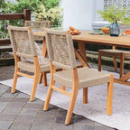 7-Piece Teak Wood Dining Set Natural for 6 People 6 Chairs 1 Table