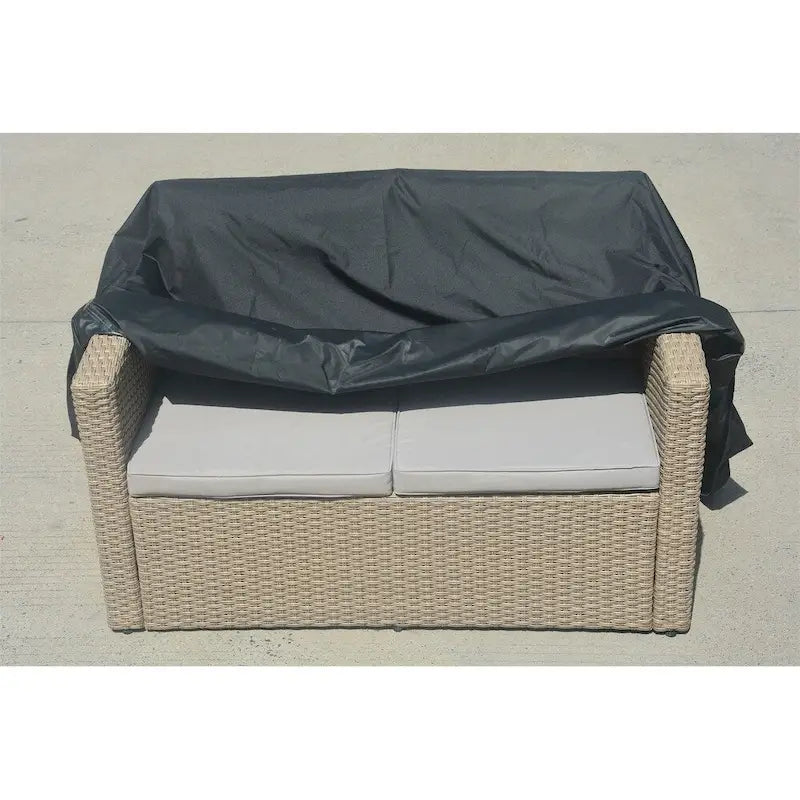 Black Waterproof Loveseat Cover 2-Seat 79x32.7x33.1in Polyester UV-Resistant